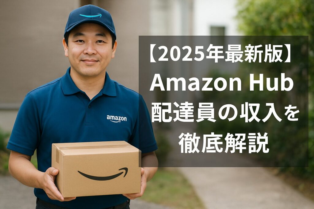 Amazon Hub配達員の収入を解説するイメージ画像(配達員が荷物を仕分けしている様子)