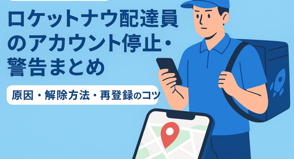 「ロケットナウ配達員がスマホを見ながら配達している様子(地図アプリと配達バッグ)」