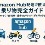 Amazon Hub配達で使える乗り物の比較ガイド（車・バイク・自転車・徒歩）を紹介する記事のアイキャッチ画像