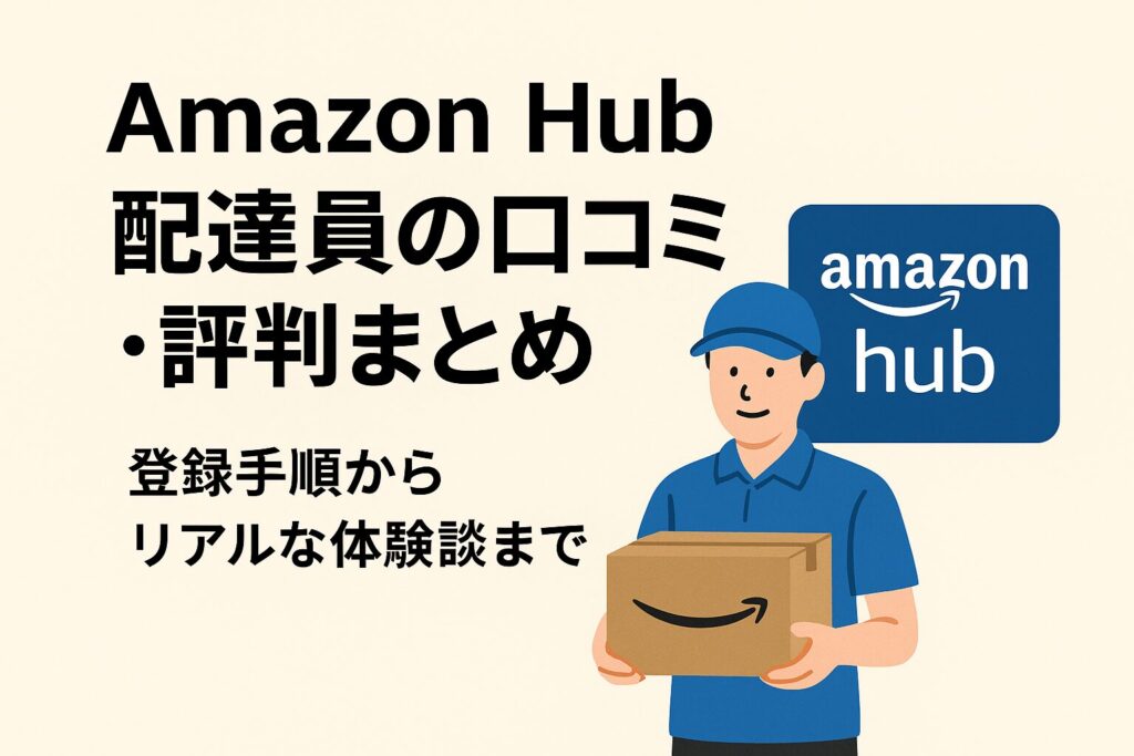 Amazon Hub配達員の仕事風景。事業所から地域の荷物を配達する様子。