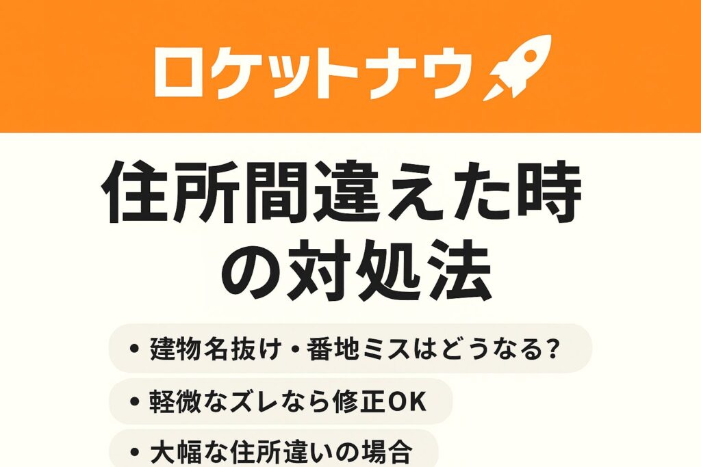 ロケットナウの住所間違い時の対処法を説明するアイキャッチ画像