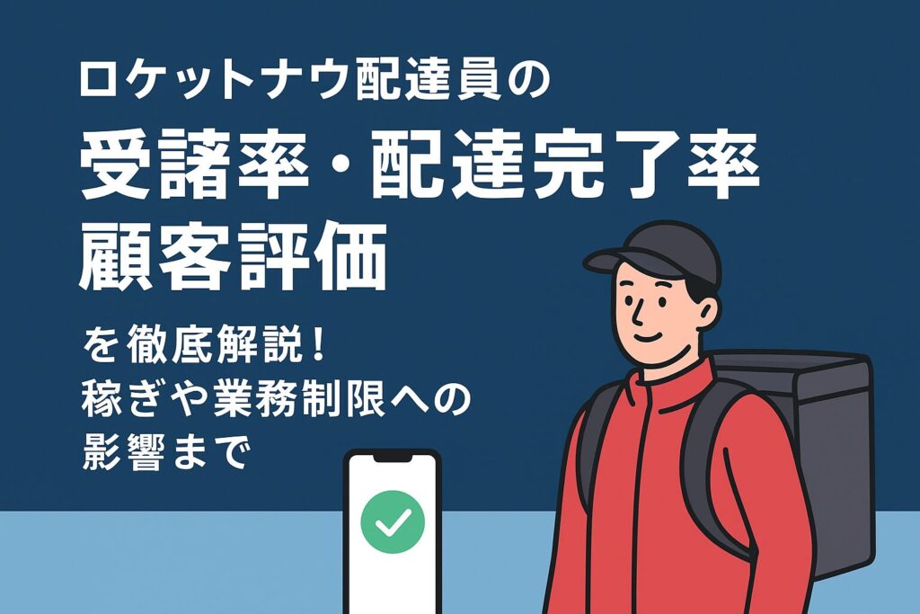 ロケットナウ配達員の受諾率・配達完了率・顧客評価のイメージ