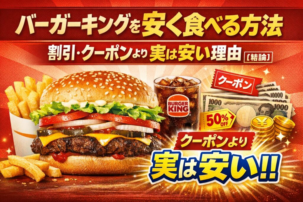 バーガーキングを安く食べる方法|割引やクーポンより実は安い理由を解説したアイキャッチ画像