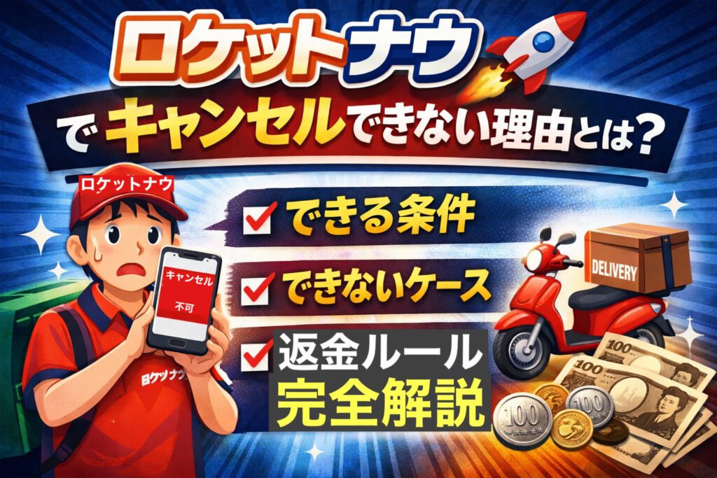 ロケットナウでキャンセルできない理由と返金ルールを解説したアイキャッチ画像