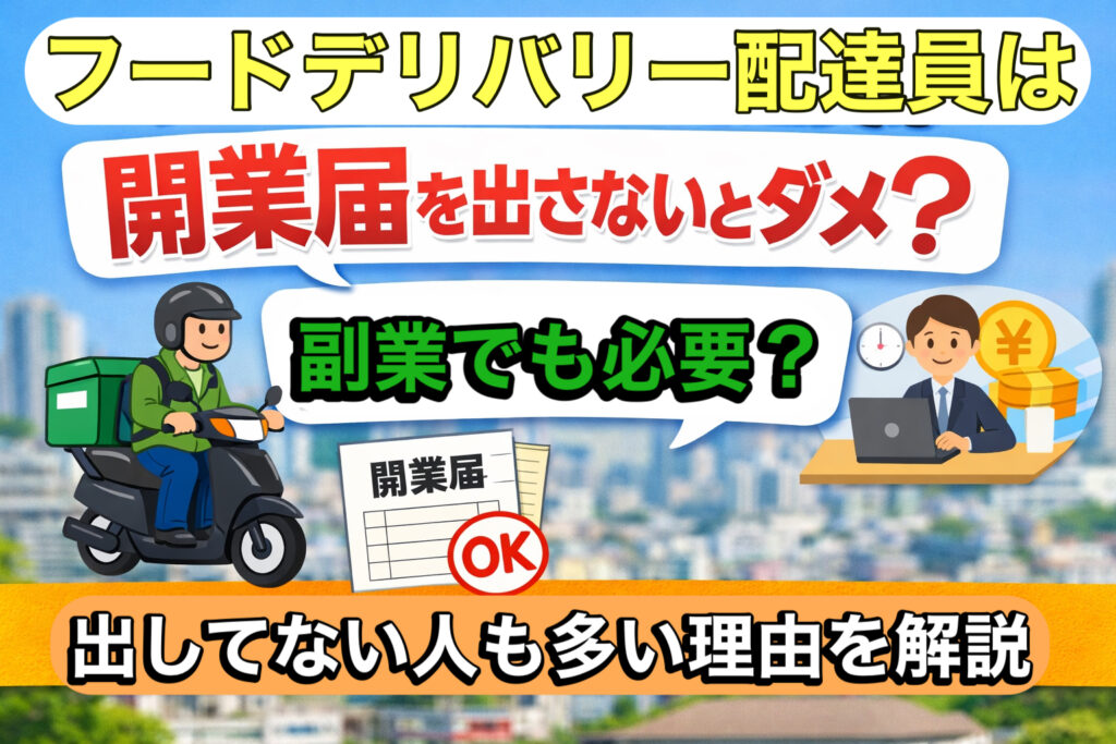 フードデリバリー配達員は開業届を出さないとダメ？副業でも必要？出してない人も多い理由を解説