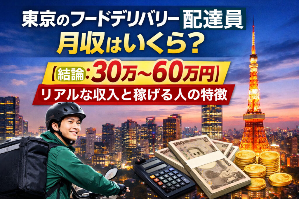 東京のフードデリバリー配達員の月収は30万〜60万円｜収入イメージと稼げる人の特徴